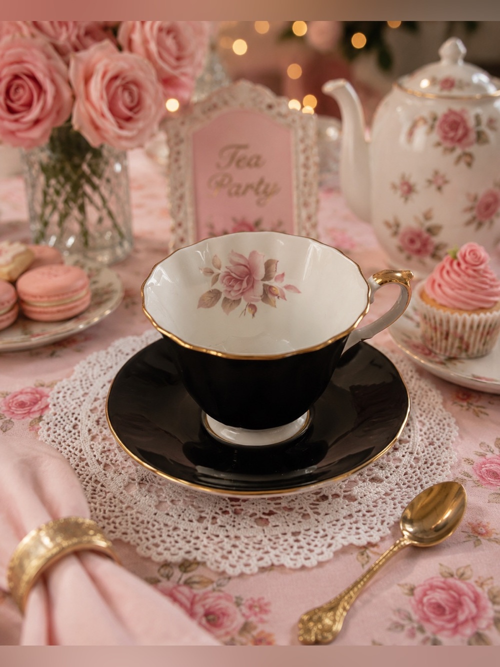 VINTAGE RARE &Exotic Limited Edition ELIZABETHAN STAFFORDSHIRE Floral Teacup Set
